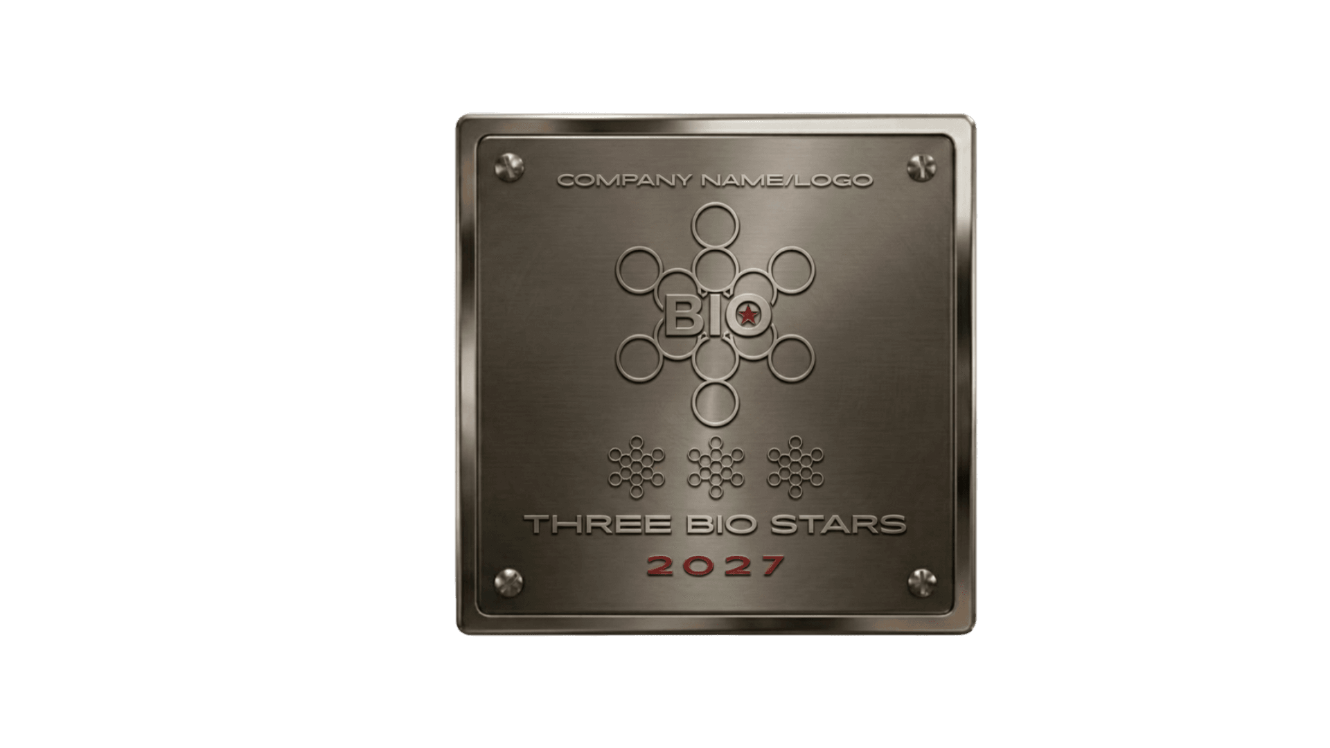 Three Bio Stars physical plaque mockup